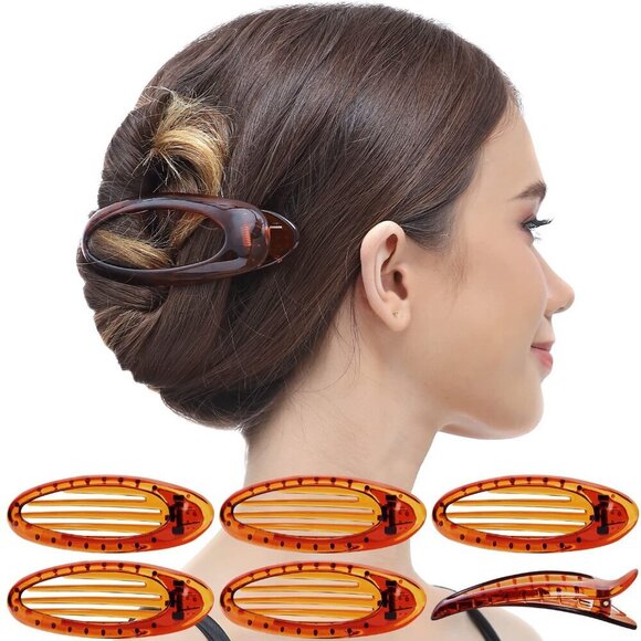 6 Pack French Style Hair Clips Large Brown Strong Hold Non Slip Grip